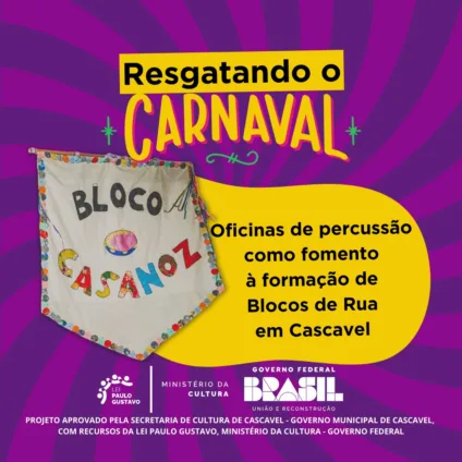 Bloco Casanóz oferta oficinas gratuitas de introdução e percussão