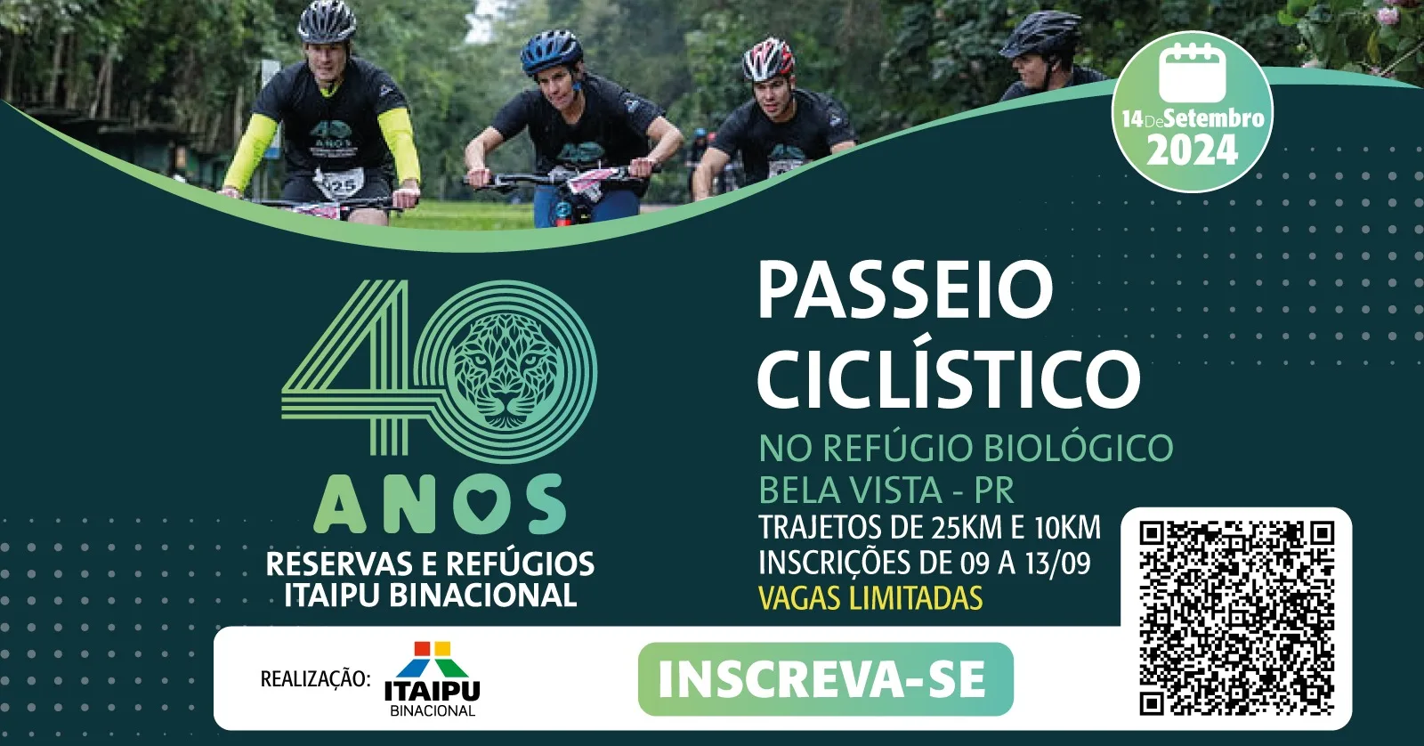 Inscrições abertas para o passeio ciclístico no Refúgio Biológico Bela Vista