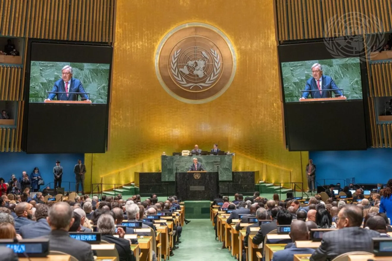 Secretário-geral da ONU discursa na abertura da 78ª sessão da Assembleia Geral, em setembro de 2023. Foto: ONU/Cia Park