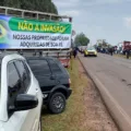 Manifestação pacífica em Guaíra neste sábado em resposta às recentes agressões no plantio em propriedade rural - Foto: Reprodução/Redes Sociais