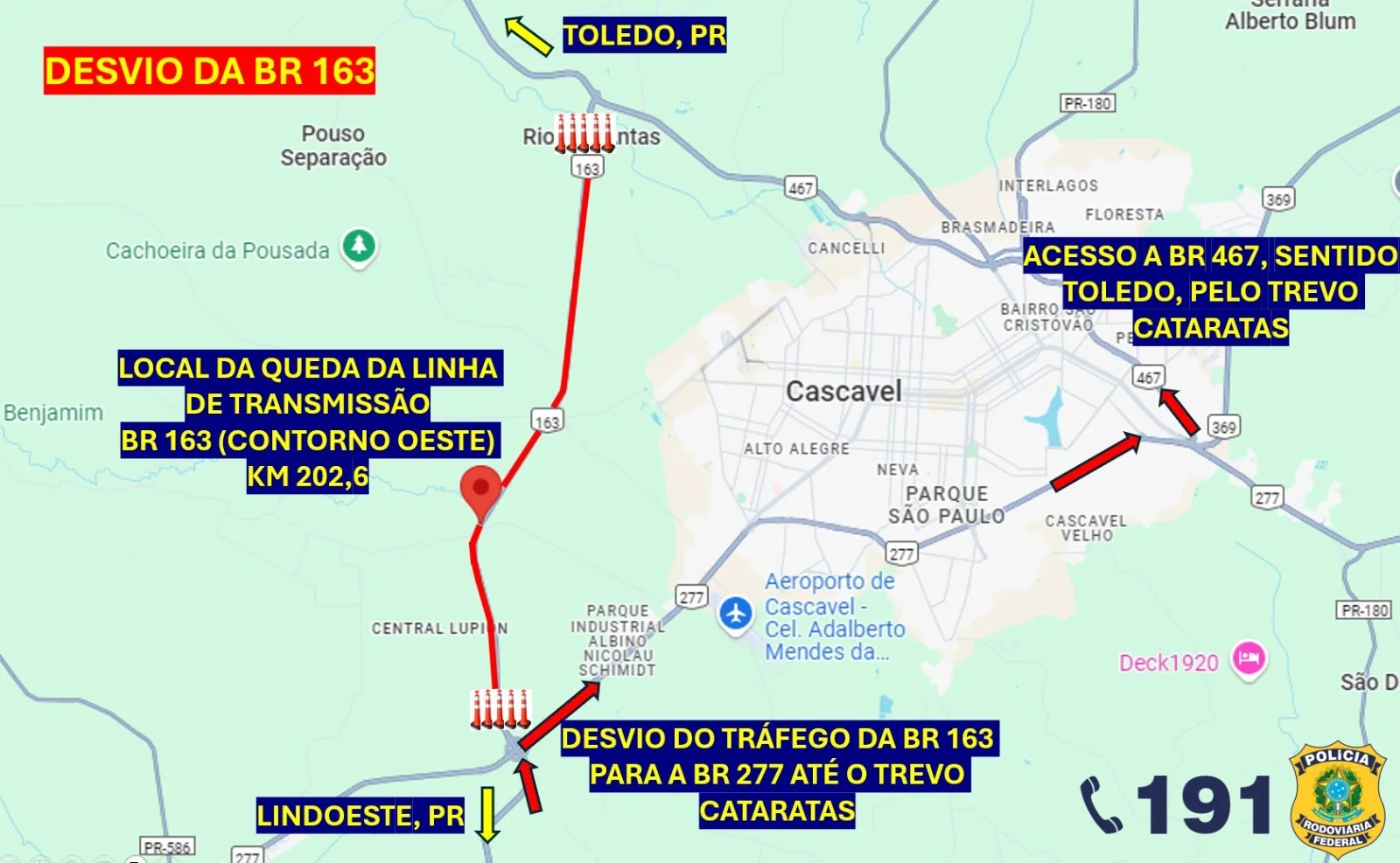 Após queda de torre, Contorno Oeste tem bloqueio neste domingo