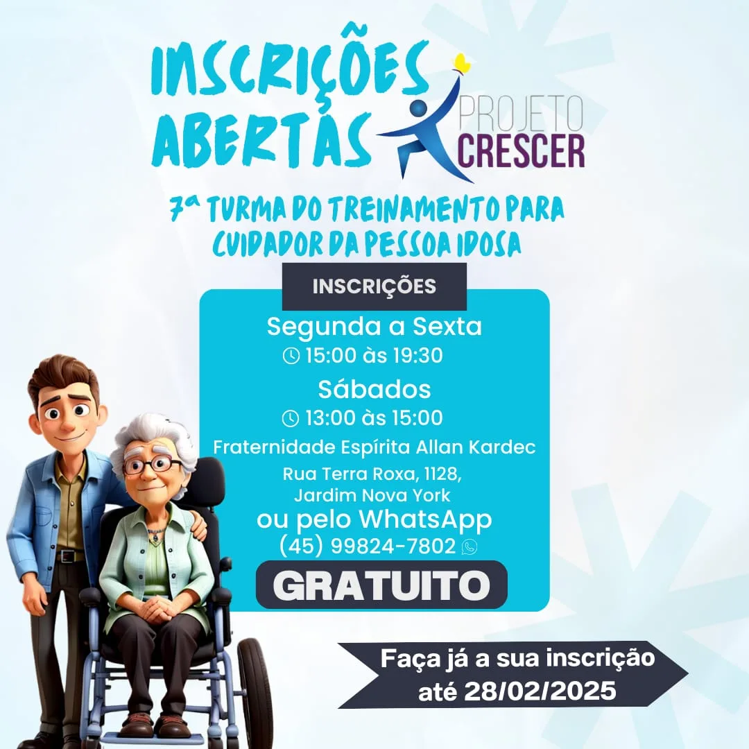 Curso gratuito de Cuidador da Pessoa Idosa está com inscrições abertas