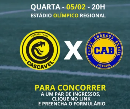 Não perca a chance de ir ao jogo do FC Cascavel contra o Andraus. Saiba como participar do sorteio e concorrer a ingressos para a partida