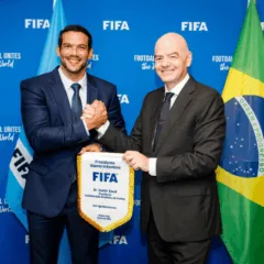 Samir Xaud e Gianni Infantino em encontro nos EUA. Divulgação | FIFA