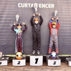Nicolas Raitani (vice-campeão), Higor Becker (campeão) e Luís Costa (terceiro colocado) formaram o pódio da categoria Cadete - Foto: Divulgação
