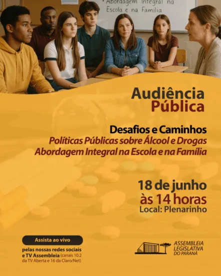Participe da audiência pública da ALEP sobre prevenção ao uso de álcool e drogas. Uma discussão crucial para adolescentes e jovens - Arte: Anne Botero
