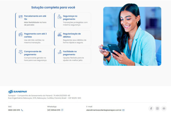 Inove sua forma de pagar! A Sanepar agora aceita cartão de crédito para faturas, permitindo parcelamento fácil e seguro - Foto: Reprodução 