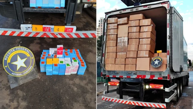 Descubra a apreensão de 2.200 celulares em Foz do Iguaçu. A carga tinha um valor estimado de R$ 1,2 milhão - Foto: Divulgação