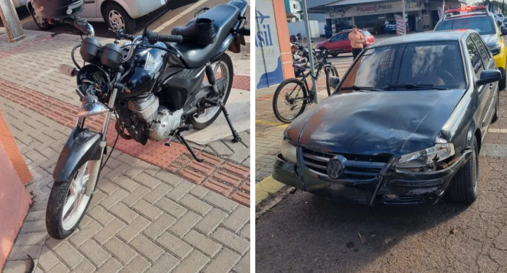 Um acidente em Cascavel entre carro e motocicleta deixou o motociclista ferido - Foto: Divulgação