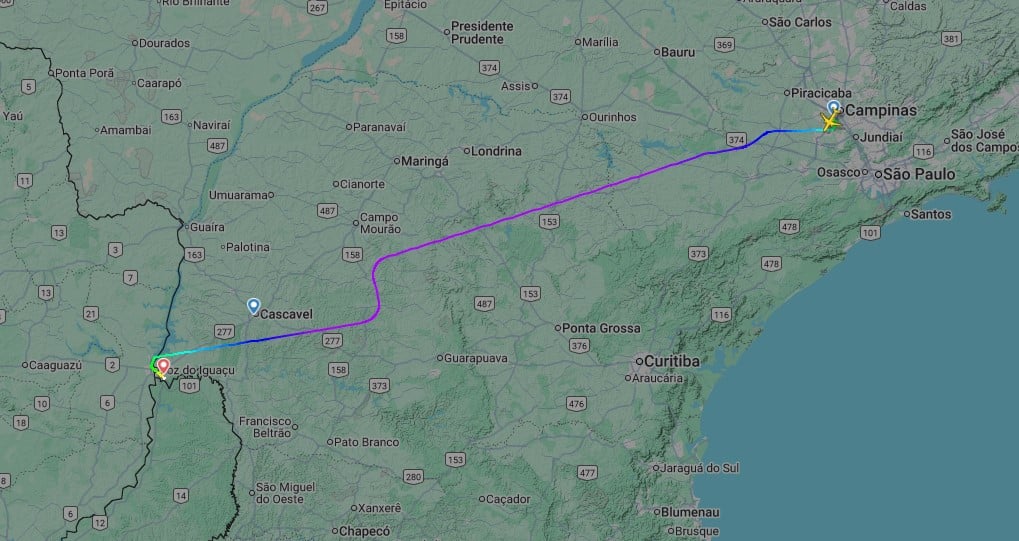 Foto: Reprodução/Flightradar 24