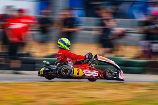 Firás Fahs foi competitivo enquanto o motor de seu kart “apitou” no V11 Arena Kart- Foto: Bruno Gorski/Divulgação
