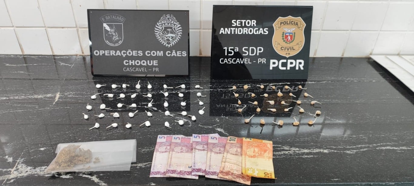 Polícia Civil e Militar realizam operação em Cascavel, resultando na prisão de casal por tráfico de drogas - Foto: Divulgação