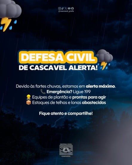 Saiba tudo sobre a Chuva em Cascavel e como a Defesa Civil está preparada para atender a comunidade em emergências - Foto: Secom
