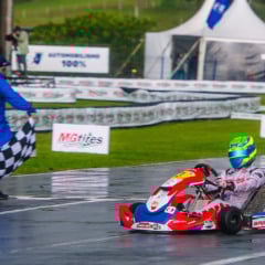 Atual campeão da categoria OK-N na Copa Brasil, Firás Fahs teve suas chances de brigar pelo título no Brasileiro tragadas pela chuva - Foto: Bruno Gorski/Divulgação