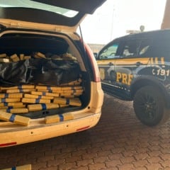 O veículo era ocupado por um casal, e a droga estava escondida no interior do carro - Foto: PRF