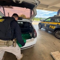 PRF prende casal transportando 131 kg de maconha em carro com crian&ccedil;a e cachorro no Noroeste do Paran&aacute;