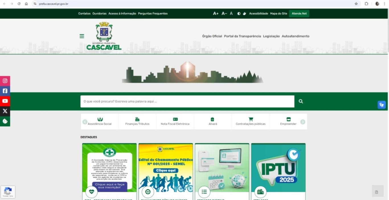 Atenção, cidadão: Portal da Prefeitura de Cascavel muda de endereço Atenção, cidadão: Portal da Prefeitura de Cascavel muda de endereço