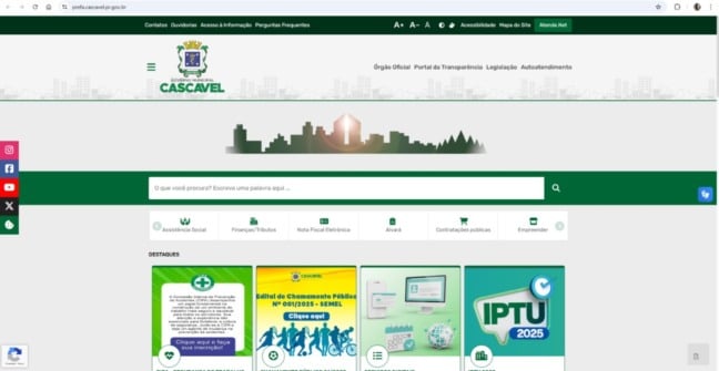 Atenção, cidadão: Portal da Prefeitura de Cascavel muda de endereço
