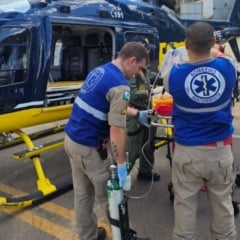 PRF realiza resgate aerom&eacute;dico de idoso atropelado em rodovia no Paran&aacute;