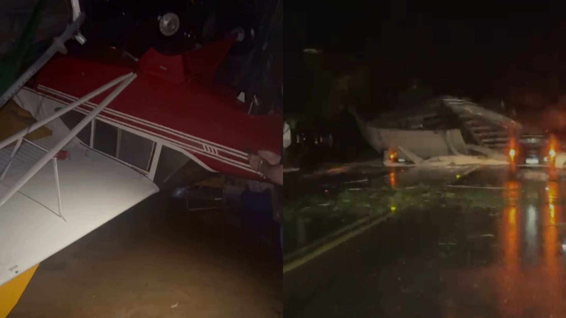 Temporal destrói hangares, danifica aeronaves e causa estragos no Aeroporto de Toledo